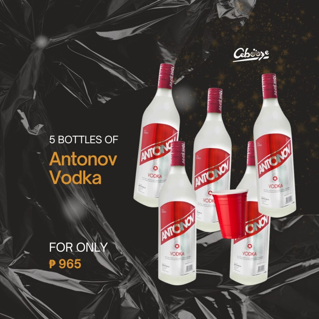 5 Bottles with Red Cup Antonov Vodka Cebooze
